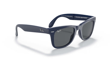 Image of Ray-Ban Folding Wayfarer Classic Sunglasses, Dark Grey Lenses, Blue, 50, RB4105-6197B1-50
