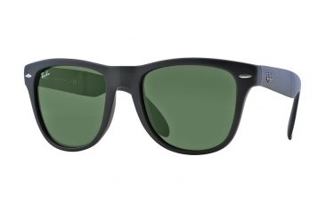 Image of Ray-Ban Folding Wayfarer Sunglasses RB4105 601S-50 - Matte Black Frame, Crystal Green Lenses