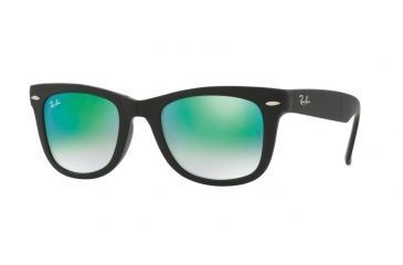Image of Ray-Ban Folding Wayfarer Sunglasses RB4105 60694J-50 - Matte Black Frame, Mirror Gradient Green Lenses