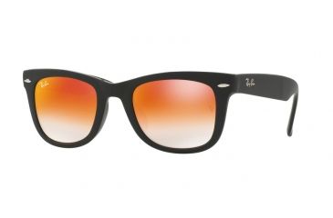 Image of Ray-Ban Folding Wayfarer Sunglasses RB4105 60694W-50 - Matte Black Frame, Mirror Gradient Red Lenses
