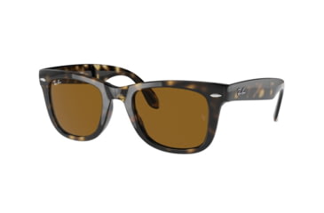 Image of Ray-Ban Folding Wayfarer Sunglasses RB4105 710-5400 - Light Havana Frame, Crystal Green Lenses