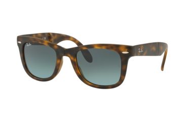 Image of Ray-Ban Folding Wayfarer Sunglasses RB4105 894/3M-50 - Matte Havana Frame, Blue Gradient Grey Lenses