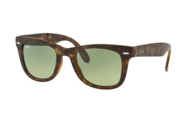 Image of Ray-Ban Folding Wayfarer Sunglasses RB4105 894/4M-50 - Matte Havana Frame, Green Gradient Green Lenses