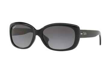 Image of Ray-Ban JACKIE OHH RB4101F Sunglasses 601/T3-58 - Shiny Black Frame, Grey Gradient Dark Grey Polar Lenses