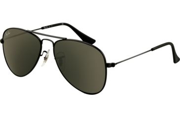 Image of Ray-Ban Junior RJ 9506S Sunglasses Styles - Matte Black Frame / Green Lenses, 201-71-5013