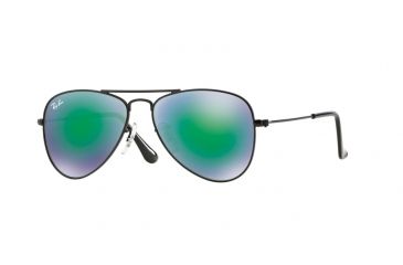 Image of Ray-Ban Junior Sunglasses RJ9506S for Kids 201/3R-50 - Matte Black Frame, Light Green Mirror Green Lenses
