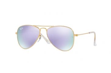 Image of Ray-Ban Junior Sunglasses RJ9506S for Kids 249/4V-50 - Matte Gold Frame, Lillac Flash Lenses