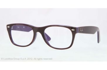 Image of Ray-Ban New Wayfarer Eyeglasses RX5184 with Rx Prescription Lenses 5215-52 - Top Dark Havana On Violet Frame, Demo Lens Lenses