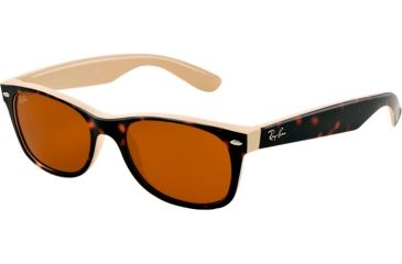 Image of Ray-Ban New Wayfarer Prescription Sunglasses RB2132 RB2132-6012-5518 - Lens Diameter 55 mm, Frame Color Top Havana on Beige