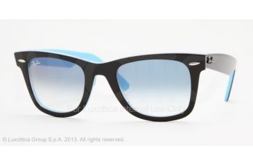 Image of Ray-Ban Original Wayfarer RB2140 Sunglasses with No-Line Progressive Rx Prescription Lenses RB2140-10013F-4722 - Frame Color: Top Black On Transparent Azure, Lens Diameter: 47 mm