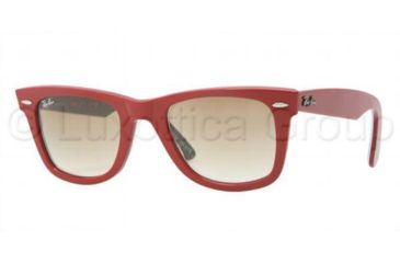 Image of Ray-Ban Original Wayfarer RB2140 Sunglasses with No-Line Progressive Rx Prescription Lenses RB2140-109151-5022 - Lens Diameter 50 mm, Frame Color Top Red On Texture Tiped Crystal