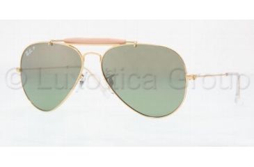 Image of Ray-Ban Outdoorsman II Rainbow Sunglasses RB3407 001/M4-5814 - Shiny Gold Crystal Pol.green Silver Mir
