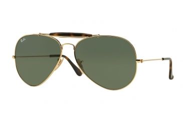 Image of Ray-Ban Outdoorsman II Sunglasses RB3029 181-62 - Gold Frame, Dark Green Lenses