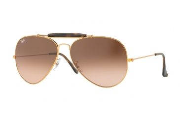 Image of Ray-Ban Outdoorsman II Sunglasses RB3029 9001A5-62 - Shiny Light Bronze Frame, Pink Gradient Brown Lenses
