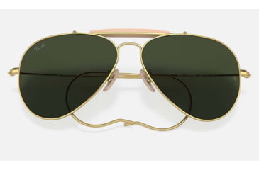 Image of Ray-Ban Outdoorsman Sunglasses, Gold Frame, G-15 Green Lens, 58, RB3030-W3402-58