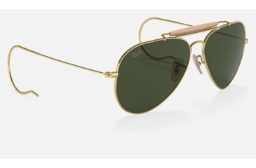 Image of Ray-Ban Outdoorsman Sunglasses, Gold Frame, G-15 Green Lens, 58, RB3030-W3402-58