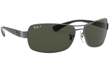 Image of Ray-Ban RB 3379 Sunglasses Styles - Gunmetal Frame / Crystal Green Polarized Lenses, 004-58-6415