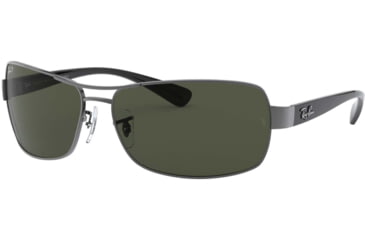 Image of Ray-Ban RB 3379 Sunglasses Styles - Gunmetal Frame / Crystal Green Polarized Lenses, 004-58-6415