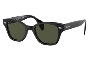 Image of Ray-Ban RB0880SF Sunglasses, Black Frame, Green Lens, Asian Fit, 53, RB0880SF-901-31-53