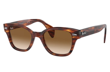 Image of Ray-Ban RB0880SF Sunglasses, Striped Havana Frame, Clear Gradient Brown Lens, Asian Fit, 53, RB0880SF-954-51-53