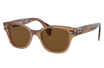 Image of Ray-Ban RB0880SF Sunglasses, Transparent Brown Frame, Brown Polarized Lens, Asian Fit, 53, RB0880SF-664057-53