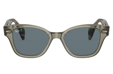 Image of Ray-Ban RB0880SF Sunglasses, Transparent Green Frame, Dark Blue Polarized Lens, Asian Fit, 53, RB0880SF-66353R-53