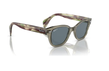 Image of Ray-Ban RB0880SF Sunglasses, Transparent Green Frame, Dark Blue Polarized Lens, Asian Fit, 53, RB0880SF-66353R-53