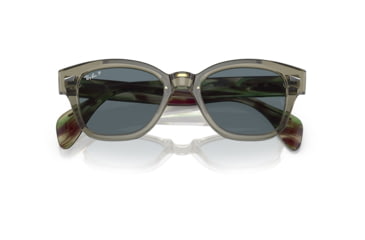 Image of Ray-Ban RB0880SF Sunglasses, Transparent Green Frame, Dark Blue Polarized Lens, Asian Fit, 53, RB0880SF-66353R-53