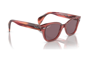 Image of Ray-Ban RB0880SF Sunglasses, Transparent Pink Frame, Dark Violet Polarized Lens, Asian Fit, 53, RB0880SF-6639AF-53