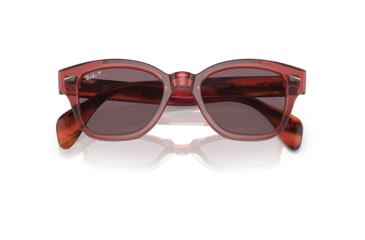 Image of Ray-Ban RB0880SF Sunglasses, Transparent Pink Frame, Dark Violet Polarized Lens, Asian Fit, 53, RB0880SF-6639AF-53