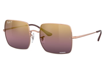 Image of Ray-Ban RB1971 Square Sunglasses - Womens, Rose Gold Frame, Red Mirror Polarized Lens, 54, RB1971-9202G9-54