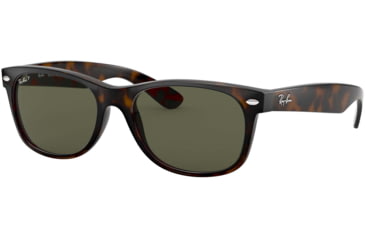 Image of Ray-Ban RB2132 New Wayfarer Sunglasses, 55mm, Tortoise Frm, Crystal Green Lens, Polrizd 902-58-5518