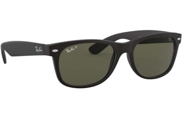 Image of Ray-Ban RB2132 New Wayfarer Sunglasses, Rubber Black Frame, Polar Green Lenses, 622/58-52
