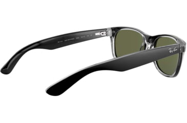 Image of Ray-Ban RB2132 New Wayfarer Sunglasses, Top Black On Trasparent Frame, Green Lenses, 6052-55