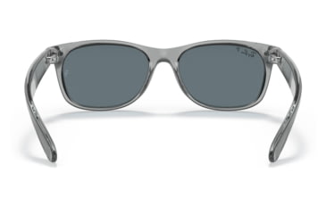 Image of Ray-Ban RB2132 New Wayfarer Sunglasses, Transparent Grey Frame, Dark Blue Lens, Polarized, 52, RB2132-64503R-52