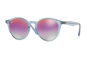 Image of Ray-Ban RB2180F Sunglasses 6278A9-49 - Shiny Light Blue Frame, Green Mirror Lillac Gradient V Lenses