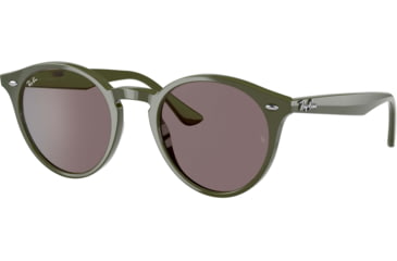Image of Ray-Ban RB2180F Sunglasses - Womens, Violet Lenses, Military Green, 49, RB2180F-65757N-49