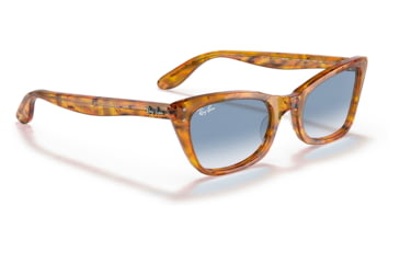 Image of Ray-Ban RB2299 Lady Burbank Sunglasses - Womens, Amber Tortoise Frame, Clear Gradient Blue Lens, 55, RB2299-13423F-55