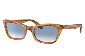 Image of Ray-Ban RB2299 Lady Burbank Sunglasses - Womens, Amber Tortoise Frame, Clear Gradient Blue Lens, 55, RB2299-13423F-55