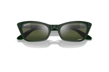 Image of Ray-Ban RB2299 Lady Burbank Sunglasses - Womens, Green Frame, Dark Green Grad Mirror Polarized Lens, 52, RB2299-6659G4-52