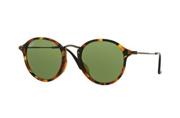 Image of Ray-Ban RB2447F Sunglasses 11594E-52 - Spotted Green Havana Frame, Green Lenses