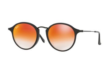 Image of Ray-Ban RB2447F Sunglasses 901/4W-49 - Shiny Black Frame, Mirror Gradient Red Lenses