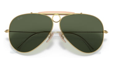 Image of Ray-Ban RB3138 Shooter Sunglasses, Arista Frame, G-15 Green Lens, 58, RB3138-W3401-58
