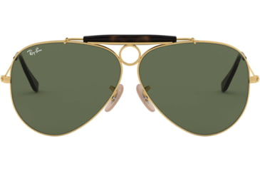 Image of Ray-Ban RB3138 Shooter Sunglasses, Gold Frame, Dark Green Lenses, RB3138 181-62