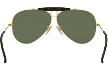 Image of Ray-Ban RB3138 Shooter Sunglasses, Gold Frame, Dark Green Lenses, RB3138 181-62