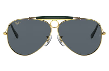 Image of Ray-Ban RB3138 Shooter Sunglasses, Legend Gold Frame, Blue Lens, 58, RB3138-9241R5-58