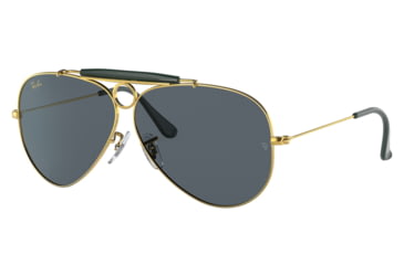 Image of Ray-Ban RB3138 Shooter Sunglasses, Legend Gold Frame, Blue Lens, 58, RB3138-9241R5-58