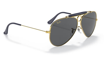 Image of Ray-Ban RB3138 Shooter Sunglasses, Legend Gold Frame, Dark Grey Lens, 58, RB3138-9240B1-58
