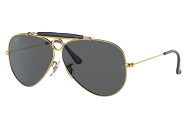 Image of Ray-Ban RB3138 Shooter Sunglasses, Legend Gold Frame, Dark Grey Lens, 58, RB3138-9240B1-58