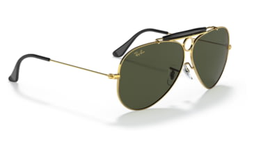 Image of Ray-Ban RB3138 Shooter Sunglasses, Legend Gold Frame, Green Lens, 58, RB3138-923931-58